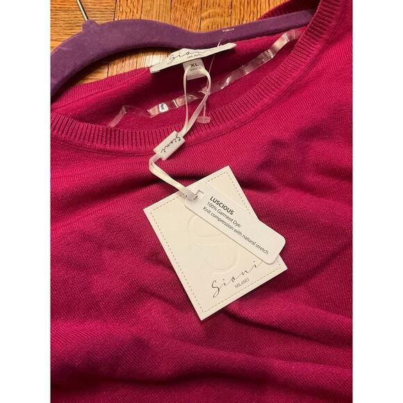 Sioni Milano Sequin Sleeve Sweater Crew Neck Knit Fuschia Pink Womens XL NWT - Picture 6 of 6